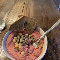 Pink Hummus with Beetroot  at Vegan Dükkan Lokanta - The Eatery in Istanbul