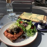 Hummus on toast & Turkish coffee   at Vegan Dükkan Lokanta - The Eatery in Istanbul
