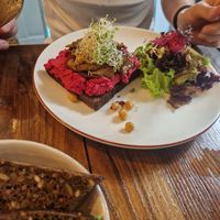 Hummus on toast at Vegan Dükkan Lokanta - The Eatery in Istanbul