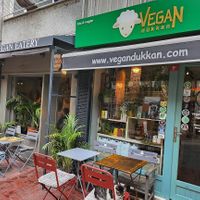 A little difficult to find but this is the front. It had plastic drapes in front for rainy season   at Vegan Dükkan Lokanta - The Eatery in Istanbul