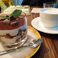 Delicious tiramisu as well, with a cappuccino that wasn't the best I had (too much milk foam for my taste) but very good nonetheless at Vegan Dükkan Lokanta - The Eatery in Istanbul