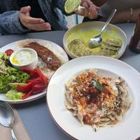 Kebab and the ravioli dishes   at Vegan Dükkan Lokanta - The Eatery in Istanbul