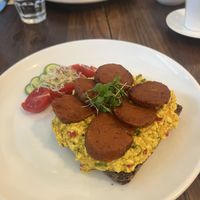 Scramble tofu with sujuk  at Vegan Dükkan Lokanta - The Eatery in Istanbul