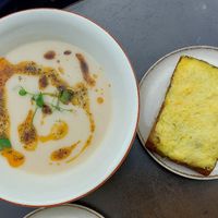 Cauliflower Soup and Garlic Bread at Vegan Dükkan Lokanta - The Eatery in Istanbul