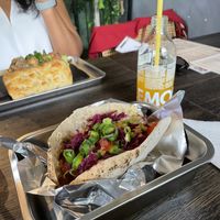 vegan chicken pita - amazing taste, very juicy, fresh veggies 🧡  at G'rilla Kitchen in Rotterdam