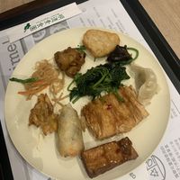 Already started eating before taking the picture   at Minder Vegetarian 明德素食 - Q Square Mall in Taipei