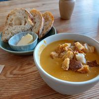 Carrot, parsnip and thyme soup (with sourdough) at The Tinker's Granddaughter in Lymington