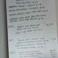 Daily changing specials board at The Tinker's Granddaughter in Lymington