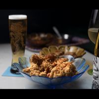 Vegan wings (seasoned and battered oyster mushrooms)  at Garage Sale in Phnom Penh