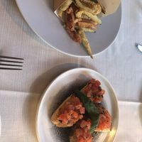 Vegan Starters - Fried vegetables & bruschetta   at Hotel Ristorante Cesare in San Marino City