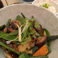 Pinakbet: okra, aubergine, zucchini, green beans, sweet potato, bitter melon at Lolo & Lola in Vienna