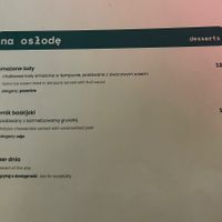Dessert menu  at Pink in Warsaw