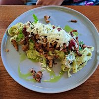 Tagliatelle with "fox mushrooms" at Pink in Warsaw