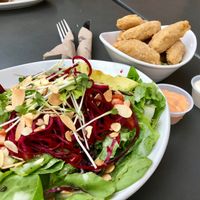 Chicken fingers with salad at Native Foods in Tigard