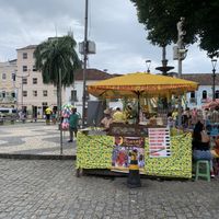 A photo of the stall, near the fountain at Acarajé da Dona Norma in Salvador