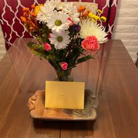 The card and flowers they left for my birthday.  at Rancho Vegano in Tucson