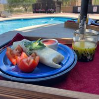 Breakfast by the pool at Rancho Vegano in Tucson