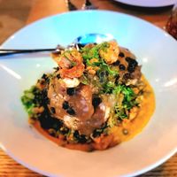 Moroccan cauliflower steak with lentils, kale and tamarind gravy at Nola in Winnipeg