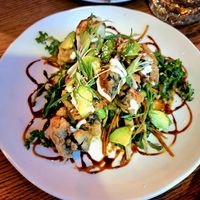 Japanese Karaage fried mushrooms with fermented slaw, avocado and vegan mayo at Nola in Winnipeg