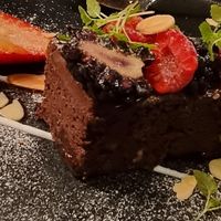 Prune and dark chocolate brownies with bitter chocolate ganache at Cultivate Cafe in Central Singapore