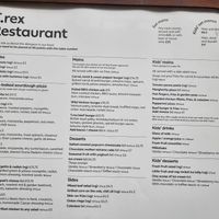 Menu Trex cafe at Natural History Museum in South West London