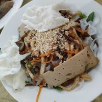 Rice noodles with tofu, vegetables and peanut sauce (25k vnd) big portion at Tinh Quan in Hue