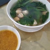 Vegetable soup with tofu and mushrooms at Tinh Quan in Hue