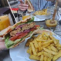 Mushroom burger 9.45e at Black Pearl Snack Bar in Funchal