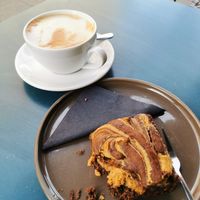 Cappuccino and peanut butter brownie at m|a in Berlin