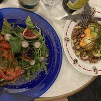 Red rice dish and vegetable tarte at Mariposas in Marseille