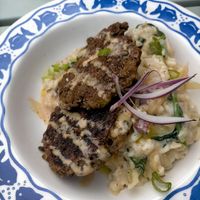 Crispy nuggets with lentils and risotto at Mariposas in Marseille