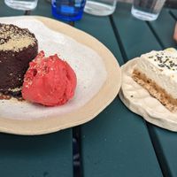 Chocolate fondant and citron tart at Mariposas in Marseille