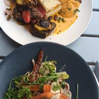 Mean meals, one is tofu potato, the other is veggies. Both their sauces are yummy at Mariposas in Marseille