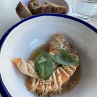 Melon with cashew sauce   at Mariposas in Marseille