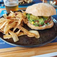 Vegan burger at Blue Bar Beach Club in Calella