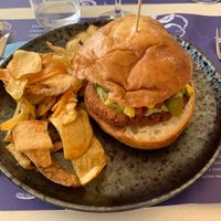 Hamburguesa vegana  at Blue Bar Beach Club in Calella