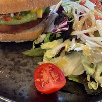 Vegan burger  at Blue Bar Beach Club in Calella
