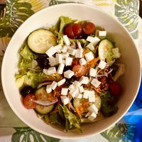 Vegan Greek saladd  at Florence Cafe in Benalmadena