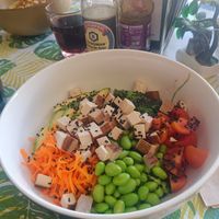 Vegan tofu bowl at Florence Cafe in Benalmadena