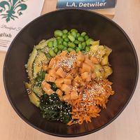 No salmon poké bowl at Florence Cafe in Benalmadena