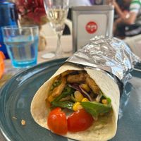 Vegan no chicken wrap, really tasty and healthy  at Florence Cafe in Benalmadena