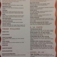 El Papagayo Vegan Menu 1/14/16 at El Papagayo in Carmichael