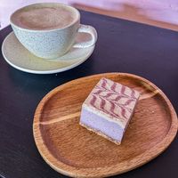 Hot white chocolate and lavender raw dessert   at Gurú Verde in Urubamba