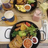 Veggie version almost the same as the vegan (on bottom) at Dulce Coffee and Kitchen in East London