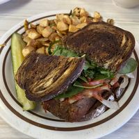 Vegan meatloaf sandwich  at Mattie's Diner in Charlotte