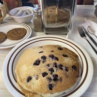 Vegan flapjacks and vegan breakfast meat   at Mattie's Diner in Charlotte