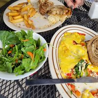 Vegan reuben and vegan omelet at Mattie's Diner in Charlotte