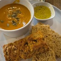 GF Focaccia and Soup  at Body Cafe in Santa Fe