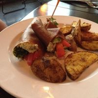 cashew 'tuna' and curry potatoes at Body Cafe in Santa Fe