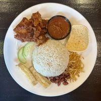 Soy fish nasi lemak  at Nadia Vege Cafe in Kuala Lumpur